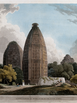 Hindu Temples At Bindraban On The River Jumna - Thomas Daniell  - Vintage Orientalist Paintings Of India