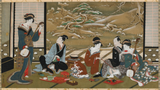 Japanese Art - Utagawa Toyoharu - A Winter Party