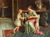 Flowers For Mothers Birthday - Guglielmo Zocchi - European Art Painting