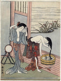 Two Women Bathing - Suzuki Harunobu - Japanese Ukiyo Woodblock Painting