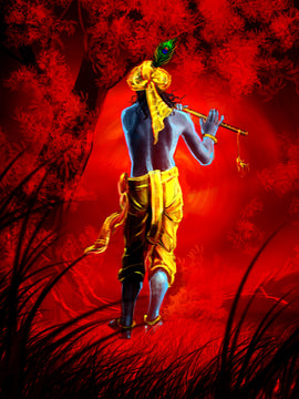 Indian Art - Fantasy Art - Krishna In The Forest