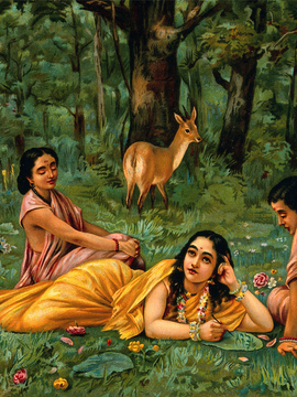 Shakuntala Patralekhan - Raja Ravi Varma Oleograph - Indian Masters Painting