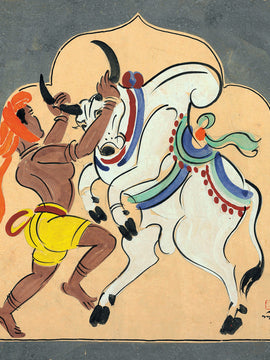 Bull Figher - Nandalal Bose - Haripura Art - Bengal School Indian Painting