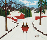 Red Sleigh On A Country Road - Maud Lewis - Canada Folk Art Painting