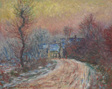 Claude monet entree de giverny en hiver soleil couchant - Claude Monet