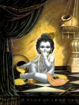 Indian Art - Painting - Krishna Eating Butter (Makhan Chor)