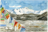 Watercolor Painting Of Macchapuchare Mountain Pokhara Nepal