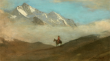 Indian On Horse In Mountains - Albert Bierstadt - Landscape Painting