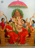 Ganesha With Conserts Riddi And Siddi - Raja Ravi Varma - Indian Painting