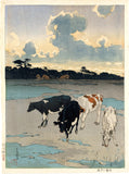 Afternoon In A Pasture - Yoshida Hiroshi - Vintage 1921 Japanese Ukiyo-e Woodblock Print