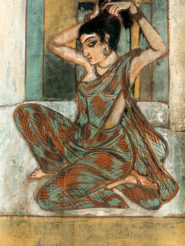 Hair Dressing - Nandalal Bose - Bengal School Indian Watercolor Painting