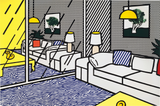 Wallpaper With Blue Floor Interior - Roy Lichtenstein