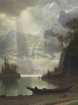 Island In The Lake - Albert Bierstadt - Landscape Painting