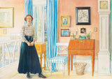 Brita In The Drawing Room - Carl Larsson - Water Colour Painting