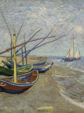 Fishing Boats On The Beach At Les Saintes-Maries-de-la-Mer - Vincent van Gogh