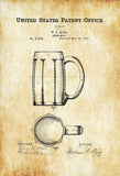 Beer Mug Patent 1876 - Home Bar Wall Decor - Beer Pub Restaurant Poster Art - Beer Lover Gift