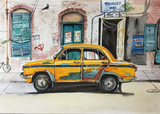 A Kolkata Taxi - Watercolor Painting - Kolkata Photo And Painting Collection
