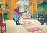 The Kitchen - Carl Larsson - Water Colour Impressionist Art Painting