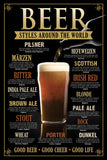 Beer Styles Arounf The World - Home Bar Wall Decor Poster Art Beer Lover Gift