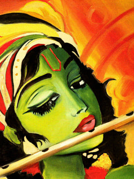 Indian Art - Painting - Krishna Playing Flute