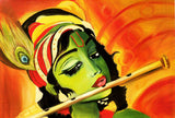 Indian Art - Painting - Krishna Playing Flute