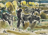 Buffaloes In The Field - Ramkinkar Baij