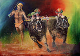Kambala - The Annual Man And Buffalo Race In Karnataka - India Art Painting