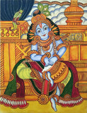 Bal Gopala Krishna Enjoying Butter - Kerala Mural Painting