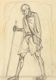 Bapu (Mahatma Gandhi) Pencil Sketch - Nandalal Bose - Bengal School Indian Painting
