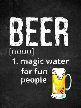 Beer - Magic Water For Fun People - Funny Beer Quote Chalkboard - Home Bar Pub Art Poster Gift