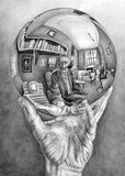 Hand With Reflecting Sphere - Art Print