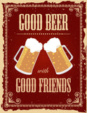 Home Bar Wall Decor - Beer Pub Poster Art - Good Beer With Good Friends - Beer Lover Gift