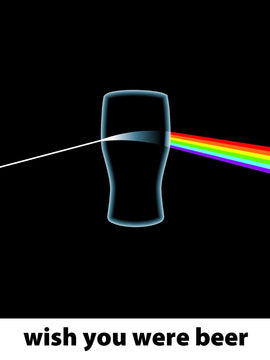 Home Bar Wall Decor - Beer Pub Poster Art - Wish You Were Beer - Beer Lover Gift