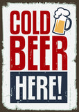 Home Bar Wall Decor - Beer Pub Restaurant Poster Art - Cold Beer Here - Beer Lover Gift