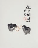 Qi Baishi - Two Chicks Fighting Over A Worm