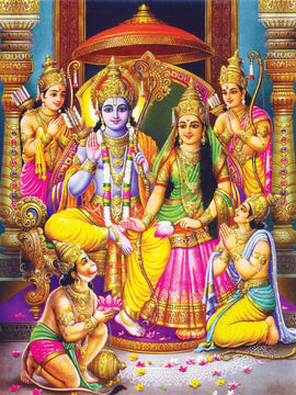 Ram Darbar - Ram Laxman Sita And Hanuman - Ramayan Art Painting Poster