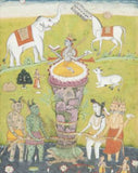 The Churning Of The Ocean Of Milk - C 1740- Indian Miniature Painting