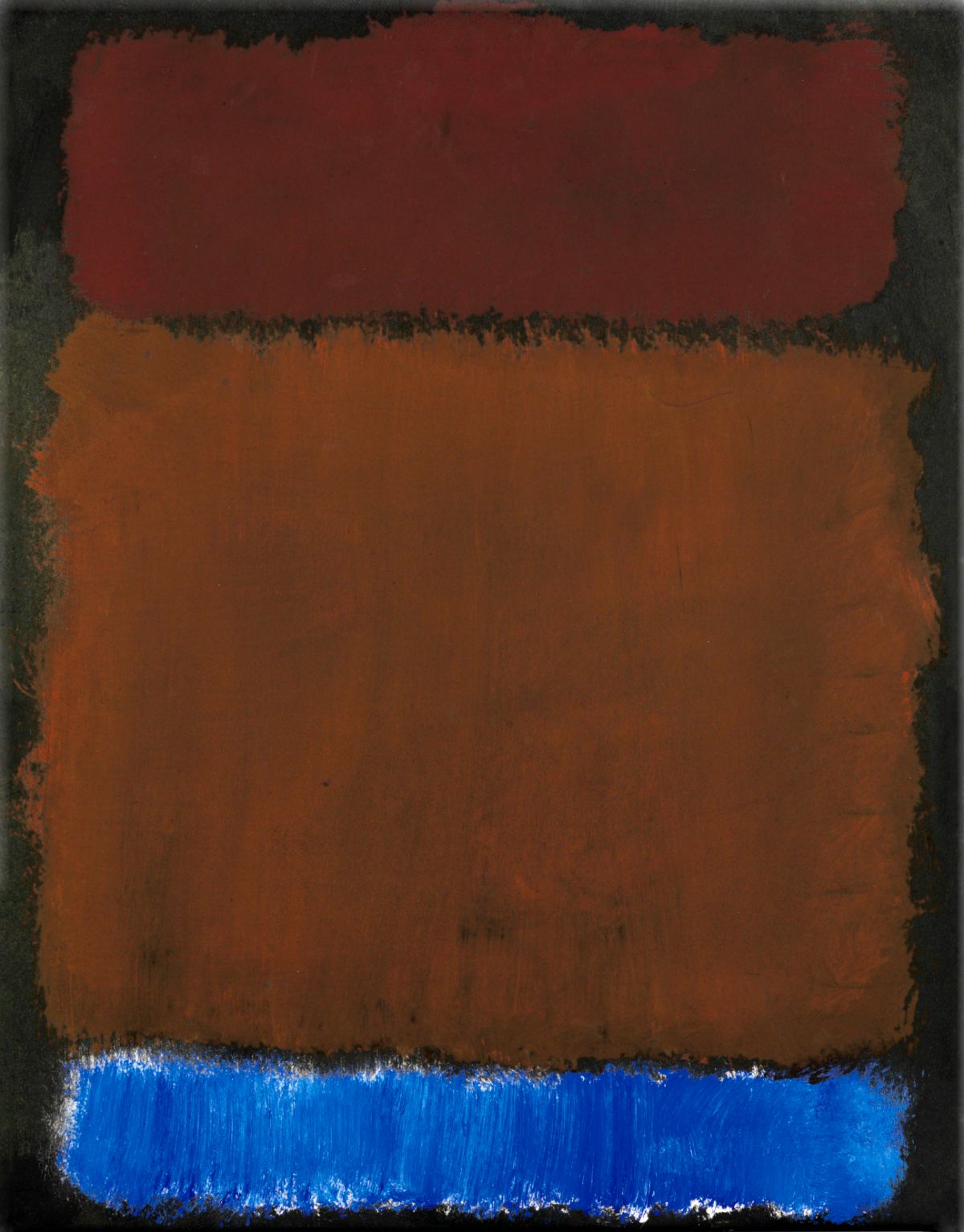 Wine Rust Blue On Black - Mark Rothko Color Field Painting
