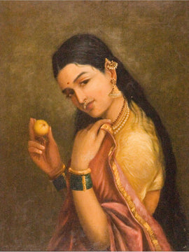 Woman Holding a Fruit - Raja Ravi Varma - Indian Painting