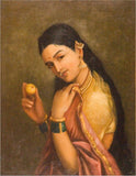 Woman Holding a Fruit - Raja Ravi Varma - Indian Painting