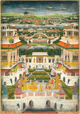 Women On A Palace Terrace With A Panoramic Eiew - Fazizabad - Vintage Indian Miniature Art Painting c1770