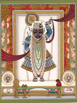 Indian Art - Pichwai Painting - Shrinathji Sharad Gaay Mukhi Mangal