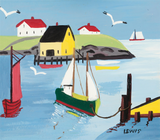 Fishing Vessels  Nova Scotia - Maud Lewis - Folk Art Painting