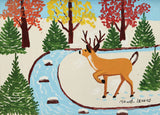 Deer By A Stream - Maud Lewis - Canadian Folk Art Painting