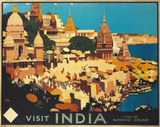 Visit India - Varanasi Benaras - Vintage Travel Poster