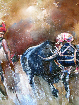 Kambala - The Annual Buffalo Run In Mangaluru - India Art Painting