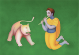 Krishna Taming The Beast - Manjit Bawa