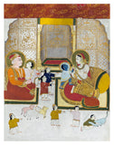 Vintage Indian Art - Yashoda And Nanda With The Infants Krishna And Balarama - Jaipur School 1830 - Indian Miniature Painting