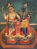 Krishna And Balaram - Dutch Bengal School -18th Century Vintage Indian Art