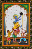 Indian Art - Vintage Painting - Baby Krishna Damodar Stealing Butter (Makhan Chor)